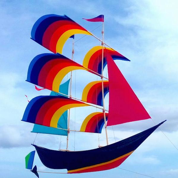 Sailing Ship Kite, Flying Kite, Boat Kite, 3d Kite Boat, Kite Flying, Cool Kites for Kids, Cool Outdoor Toys for Boys and Girls, Black Ship